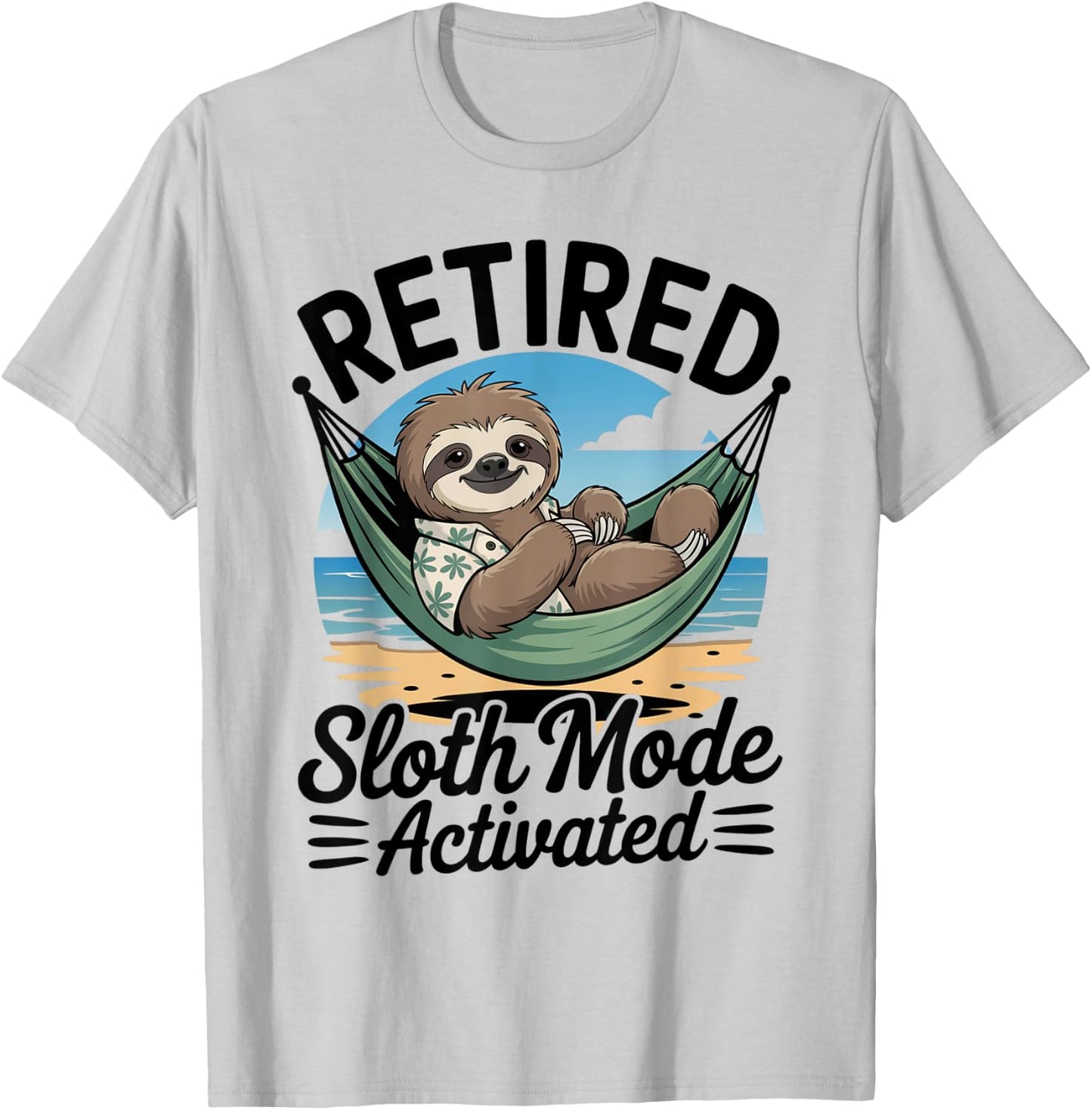 Funny Retired Sloth Animal Graphic Vintage Retirement T-Shirt - T-Shirt | Ash