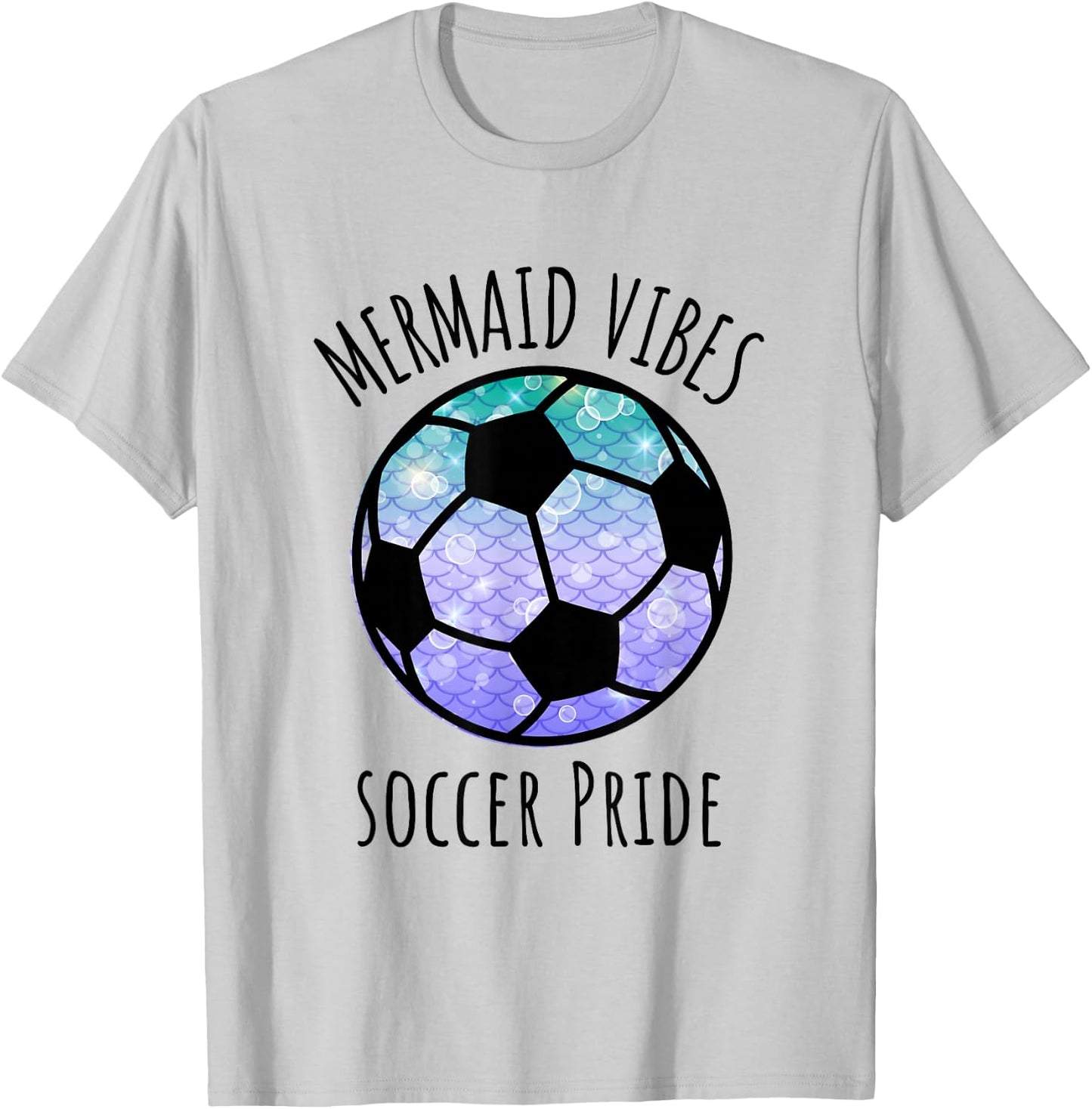Mermaid Vibes Soccer Girl Fishtail Ocean Team Shell Games T-Shirt - T-Shirt | Ash