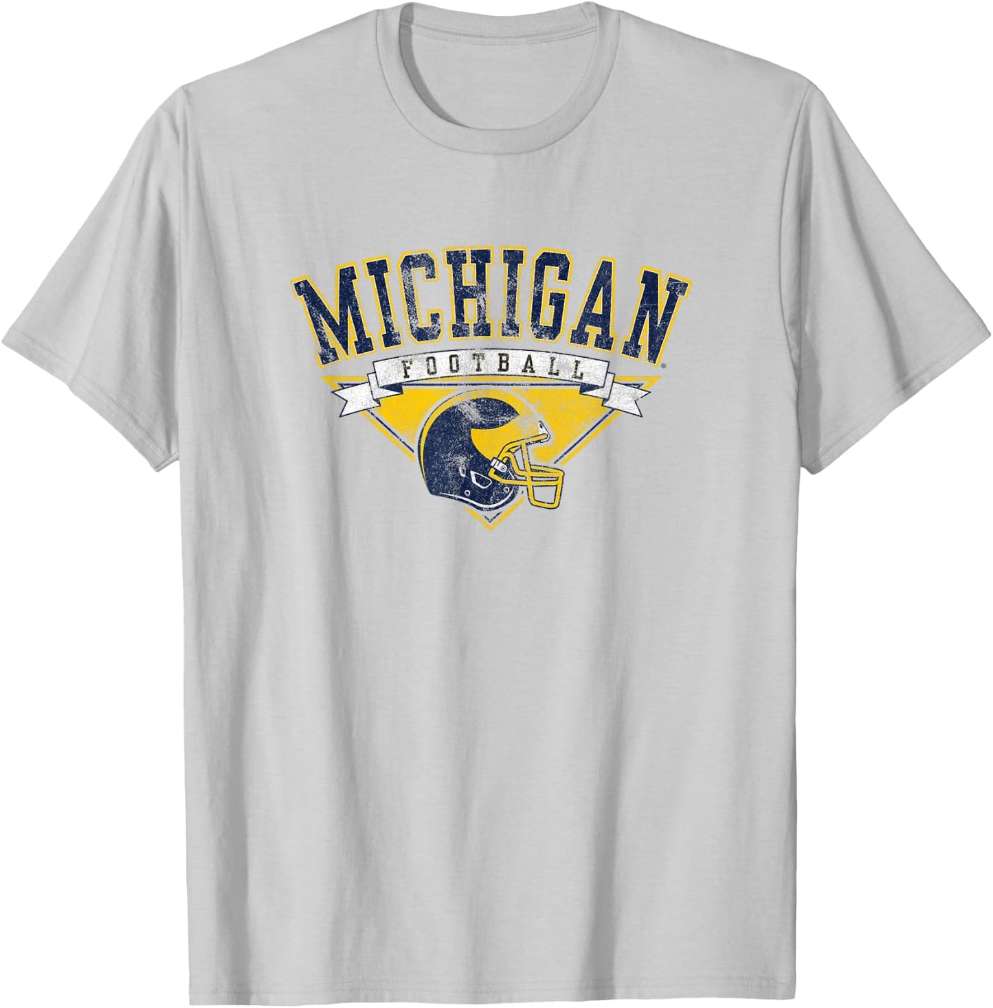 University of Michigan Wolverines U of M Football Helmet T-Shirt - T-Shirt | Ash