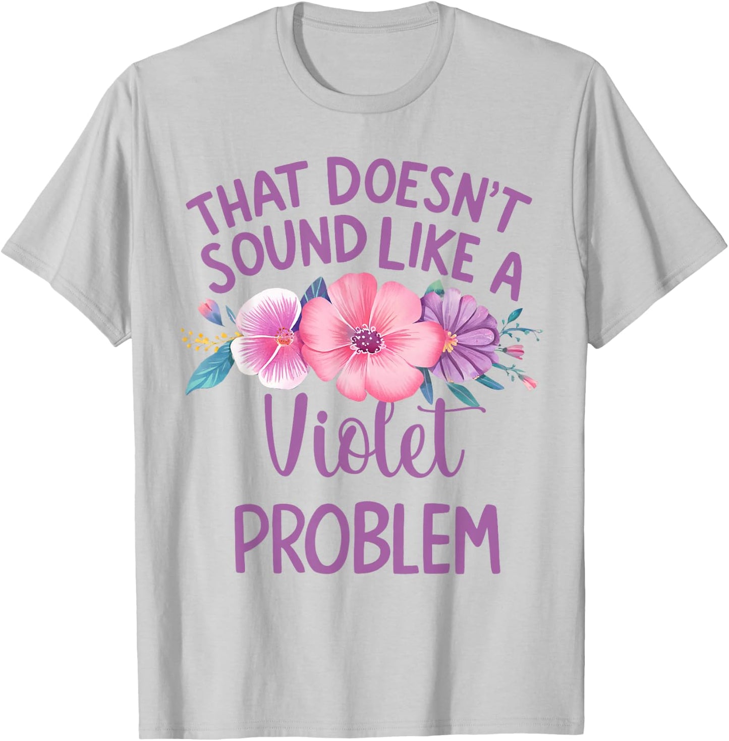 Violet Personalized Cute Flower Girls Violet Name T-Shirt - T-Shirt | Ash