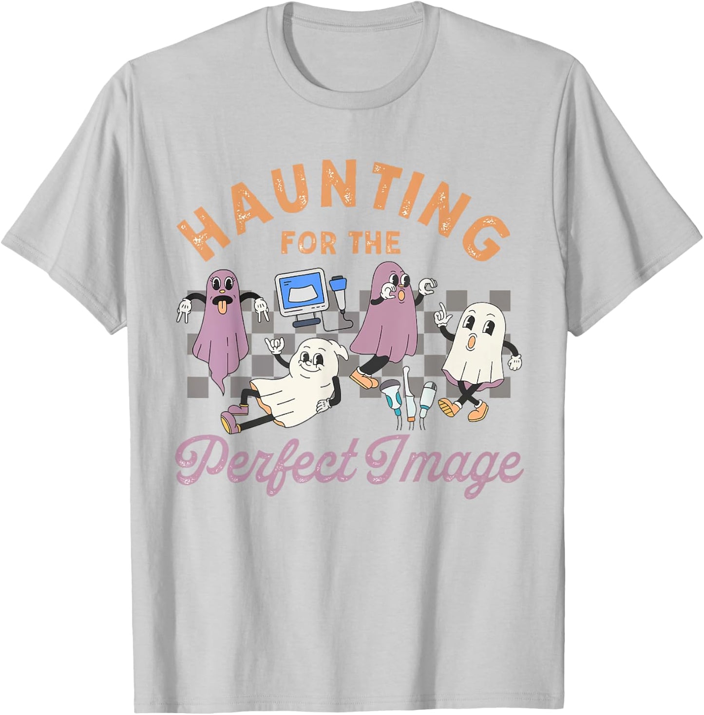 Vascular Tech Sonographer Ultrasound Tech Ghosts Halloween T-Shirt - T-Shirt | Ash