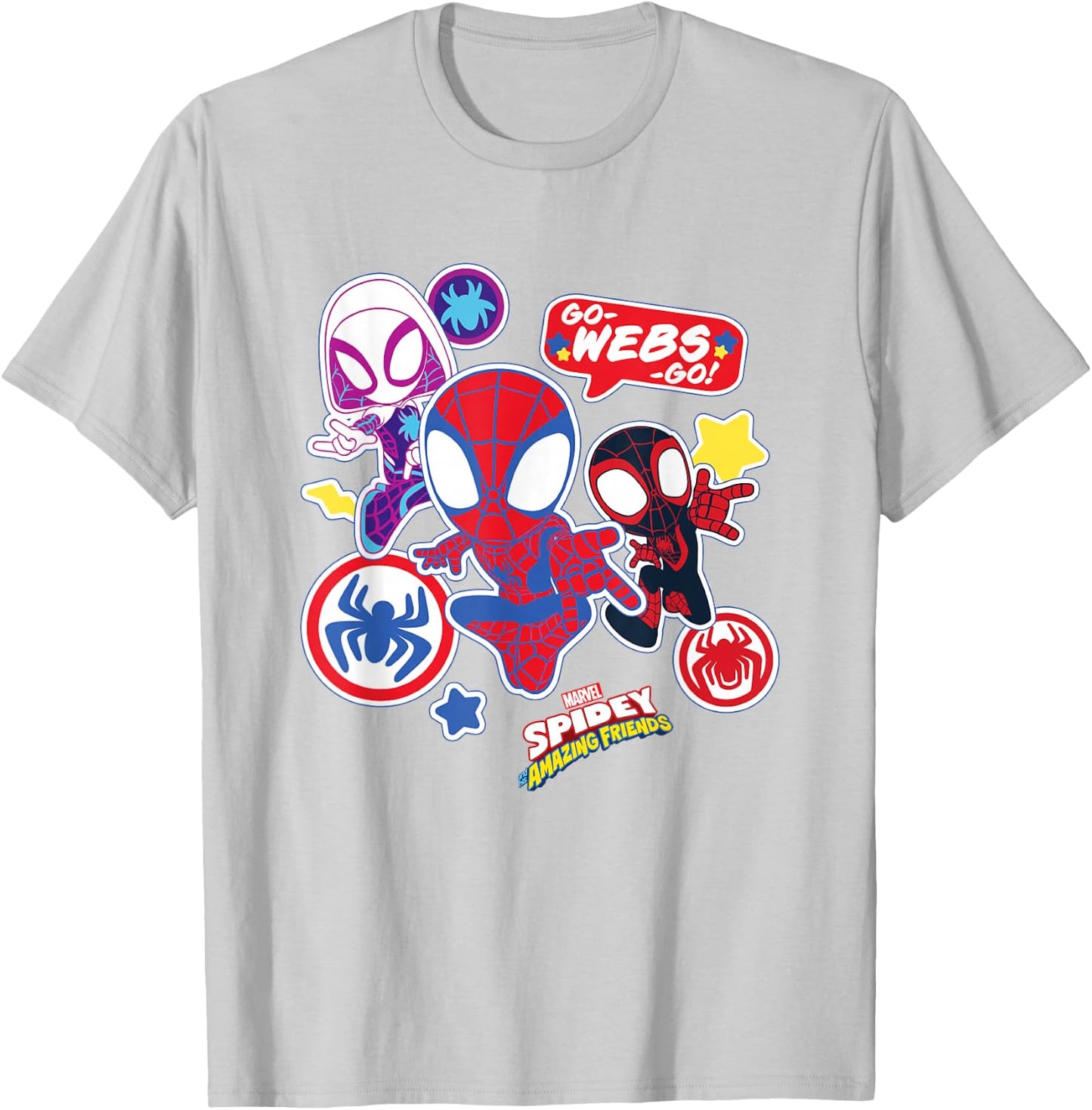 Marvel Spidey and His Amazing Friends Team Spidey Stickers T-Shirt - T-Shirt | Ash