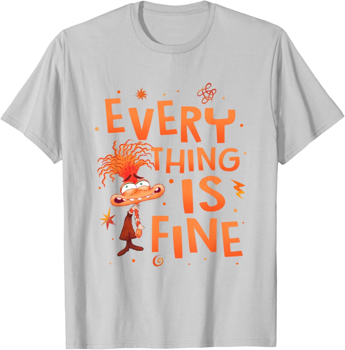 Disney Pixar Inside Out 2 Everything Is Fine Anxiety Logo T-Shirt - T-Shirt | Ash