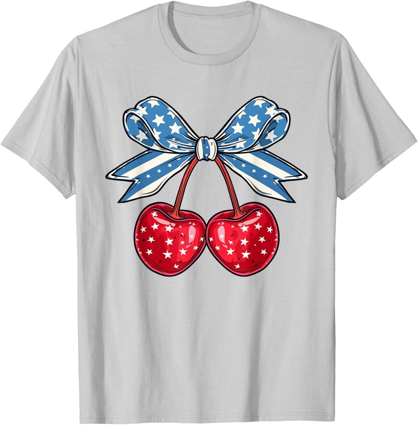 Funny Cherry Coquette 4th Of July Fourth July American Women Kids Men T-Shirt - T-Shirt | Ash