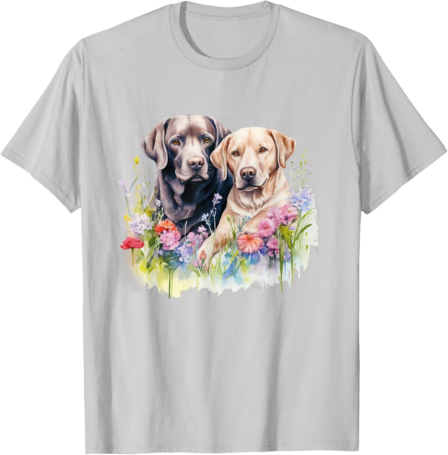 Floral Wildflower Dog Labrador Retriever Men Women Kids T-Shirt - T-Shirt | Ash