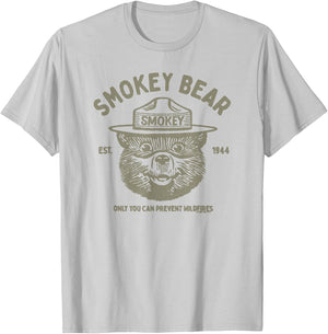 Vintage Smokey Bear Logo Only You Can Prevent Wildfires T-Shirt - T-Shirt | Ash