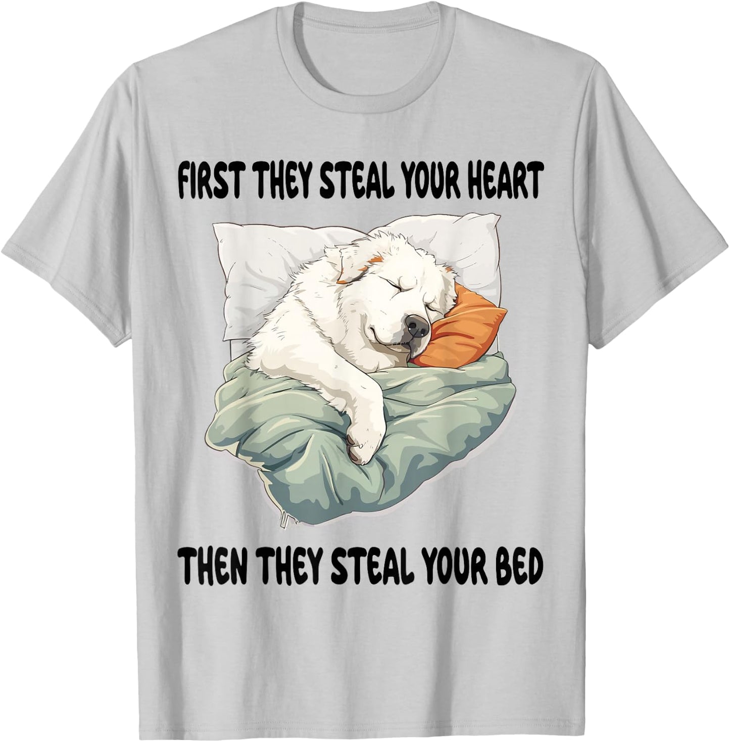 Great Pyrenees Sleeping Pajamas Nightgown T-Shirt - T-Shirt | Ash