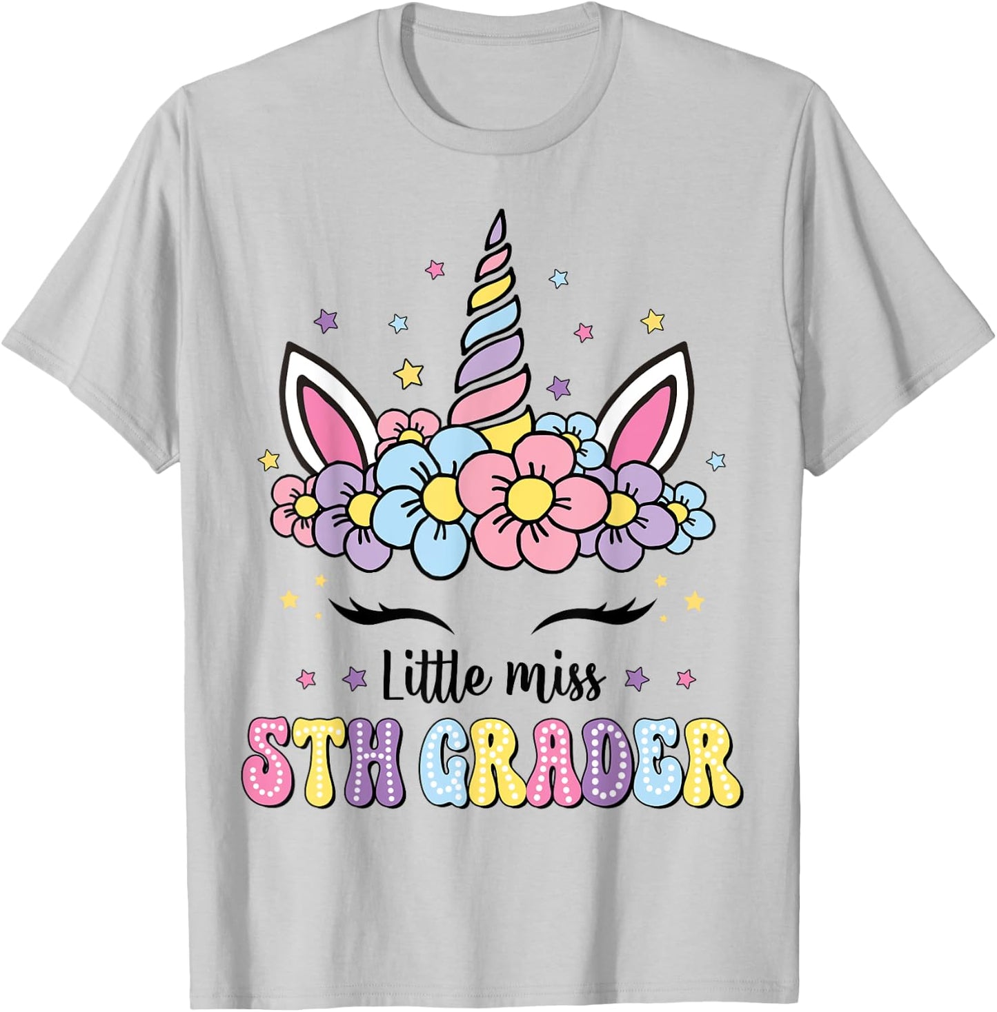 Little Miss 5th Grade Grader Hello First Day Of School Girls T-Shirt - T-Shirt | Ash