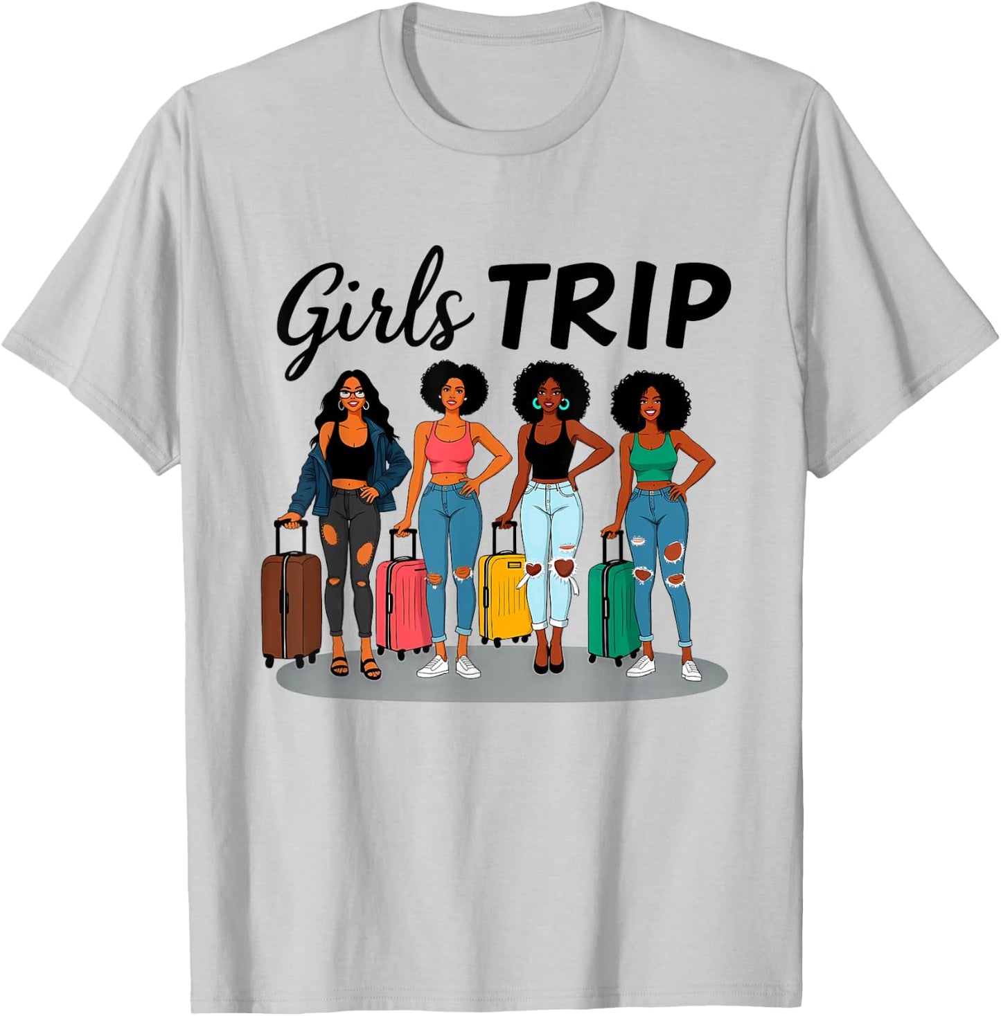 Girls Trip Black Girl Women Queen Melanin T-Shirt - T-Shirt | Ash