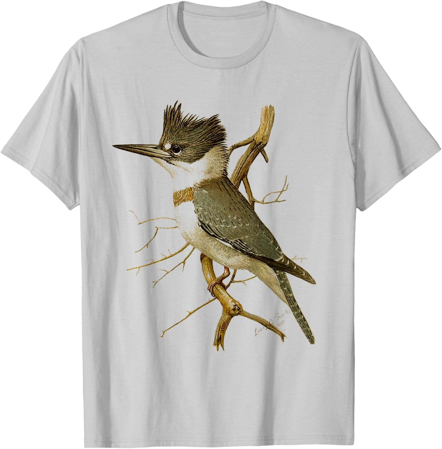 Kingfisher Birding for Birders Bird Lovers Kingfisher Bird - Kids, , Nature Lovers, Vacation Wear - White - Small - Short Sleeve T-Shirt - T-Shirt | Ash