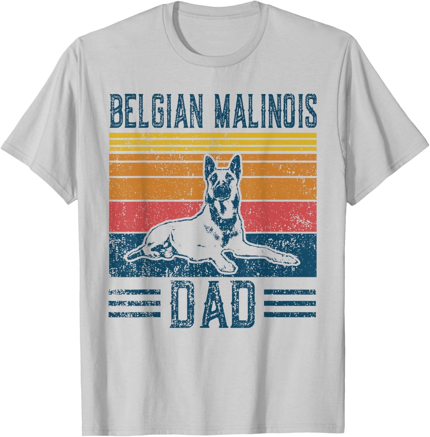 Dog | Belgian Shepherd Papa - Vintage Belgian Malinois Dad T-Shirt - T-Shirt | Ash