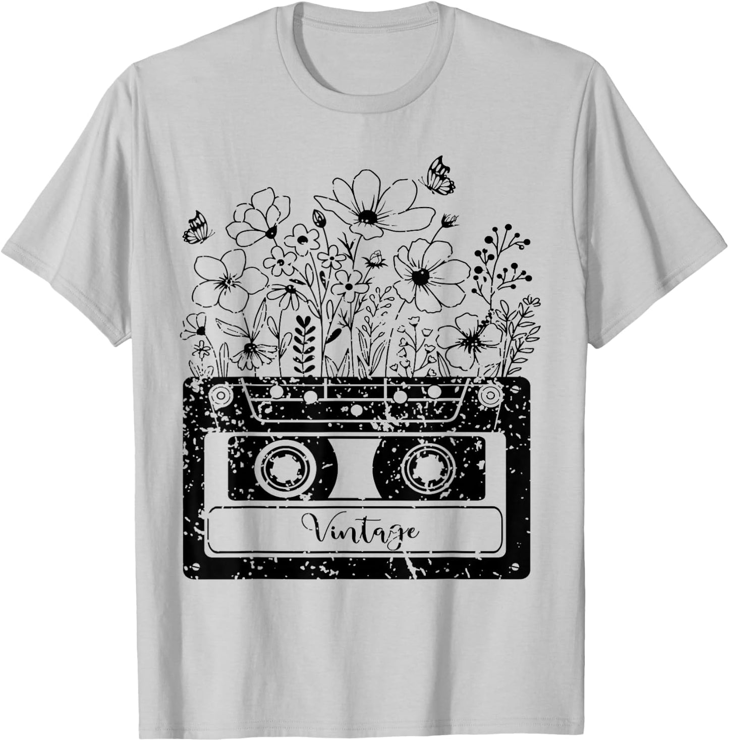 Vintage Cassette Wildflower, Tapes Mixtapes 80s 90s Music T-Shirt - T-Shirt | Ash