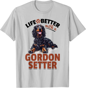 Gordon Setter Dog Breed Life is Better with a Gordon Setter T-Shirt - T-Shirt | Ash