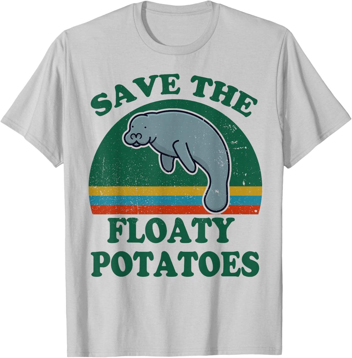 Manatee-Shirt Save The Floaty Potatoes Funny Chubby Mermaid T-Shirt - T-Shirt | Ash