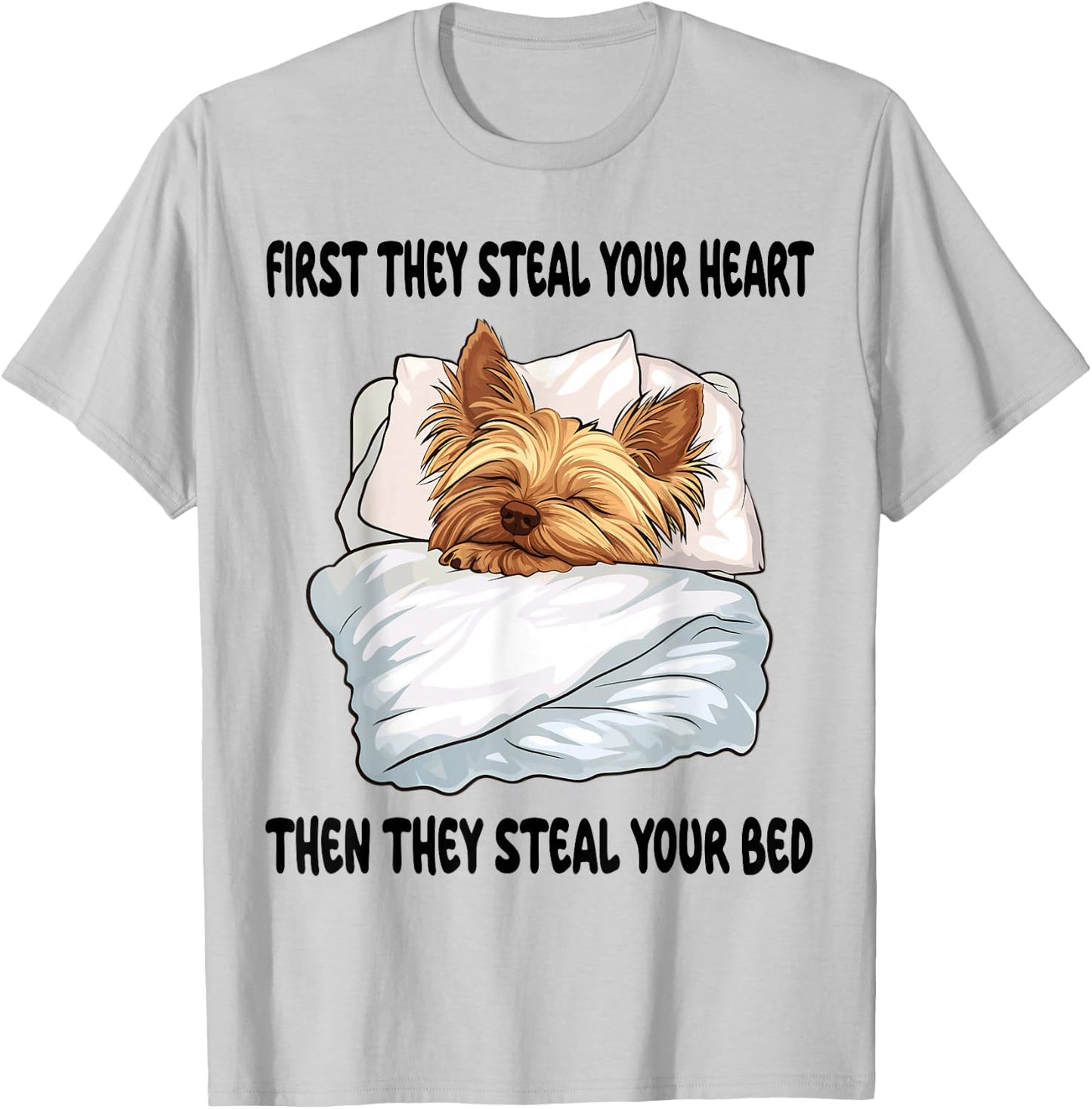 Yorkshire Terrier Yorkie Sleeping Pajamas Nightgown T-Shirt - T-Shirt | Ash