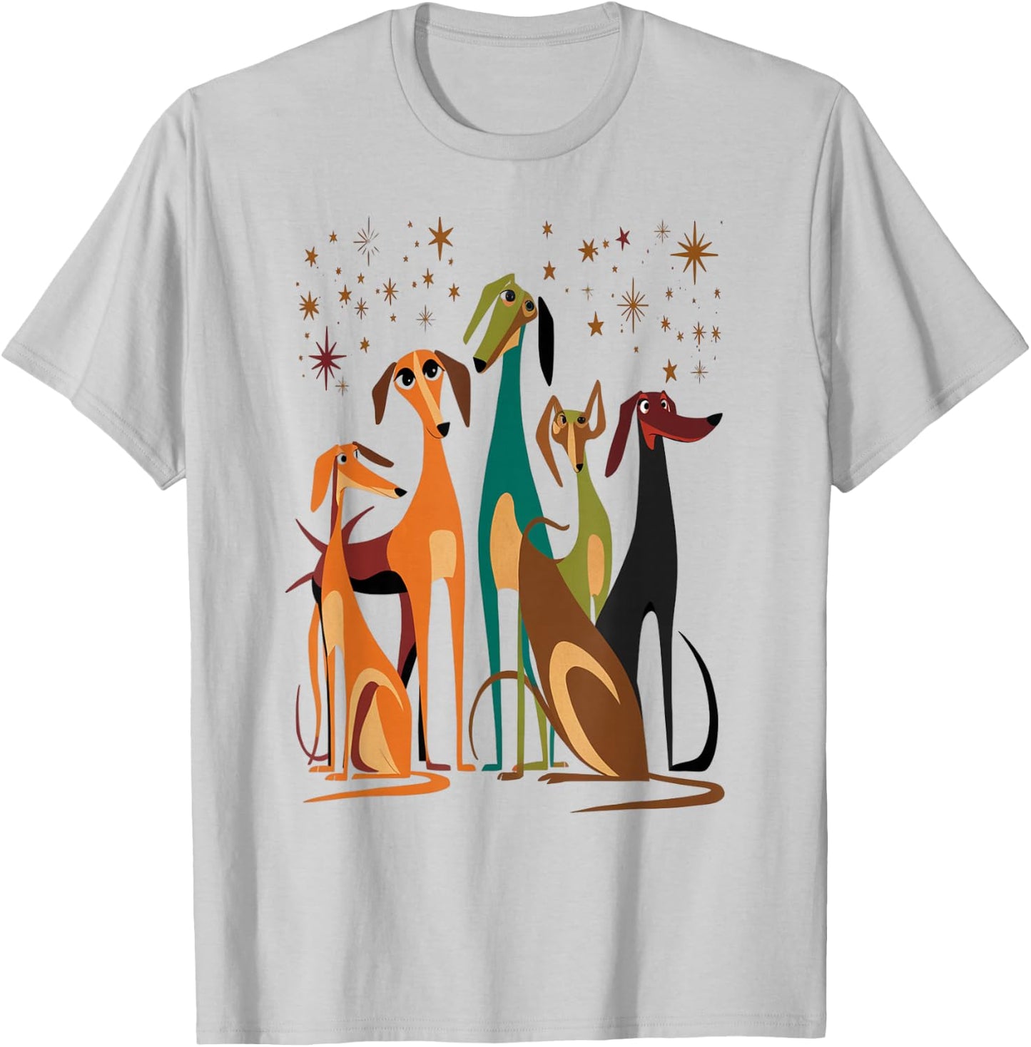 Vintage Retro Mid-Century Long Neck Dogs 50s 60s Style T-Shirt - T-Shirt | Ash