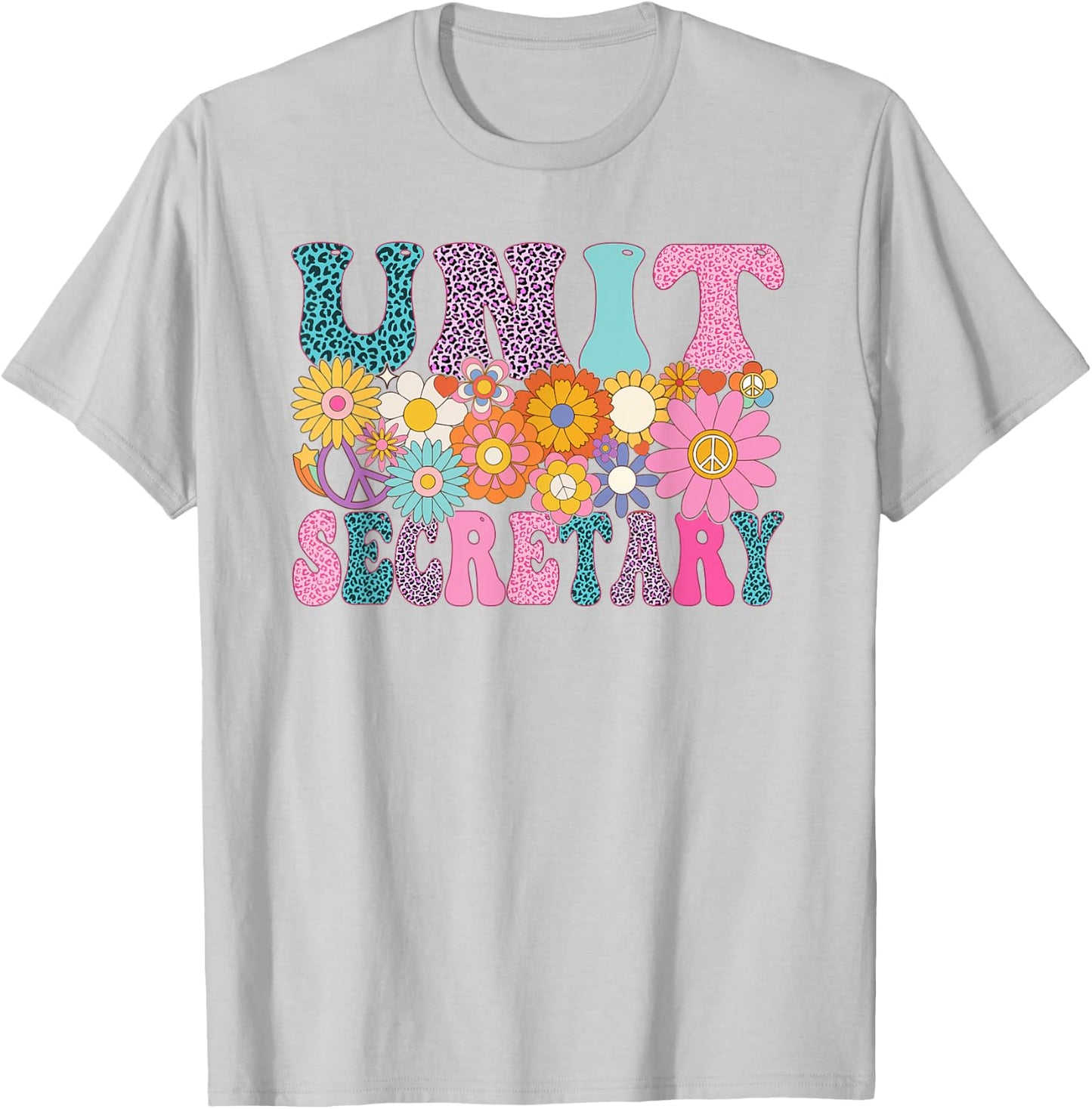 Unit Secretary Week Groovy Leopard Appreciation Day Women T-Shirt - T-Shirt | Ash