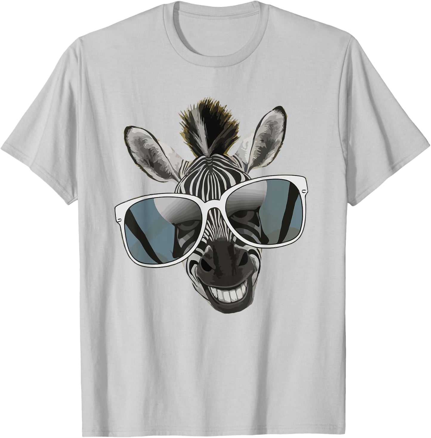Funny Zebra with Sunglasses T-Shirt - T-Shirt | Ash