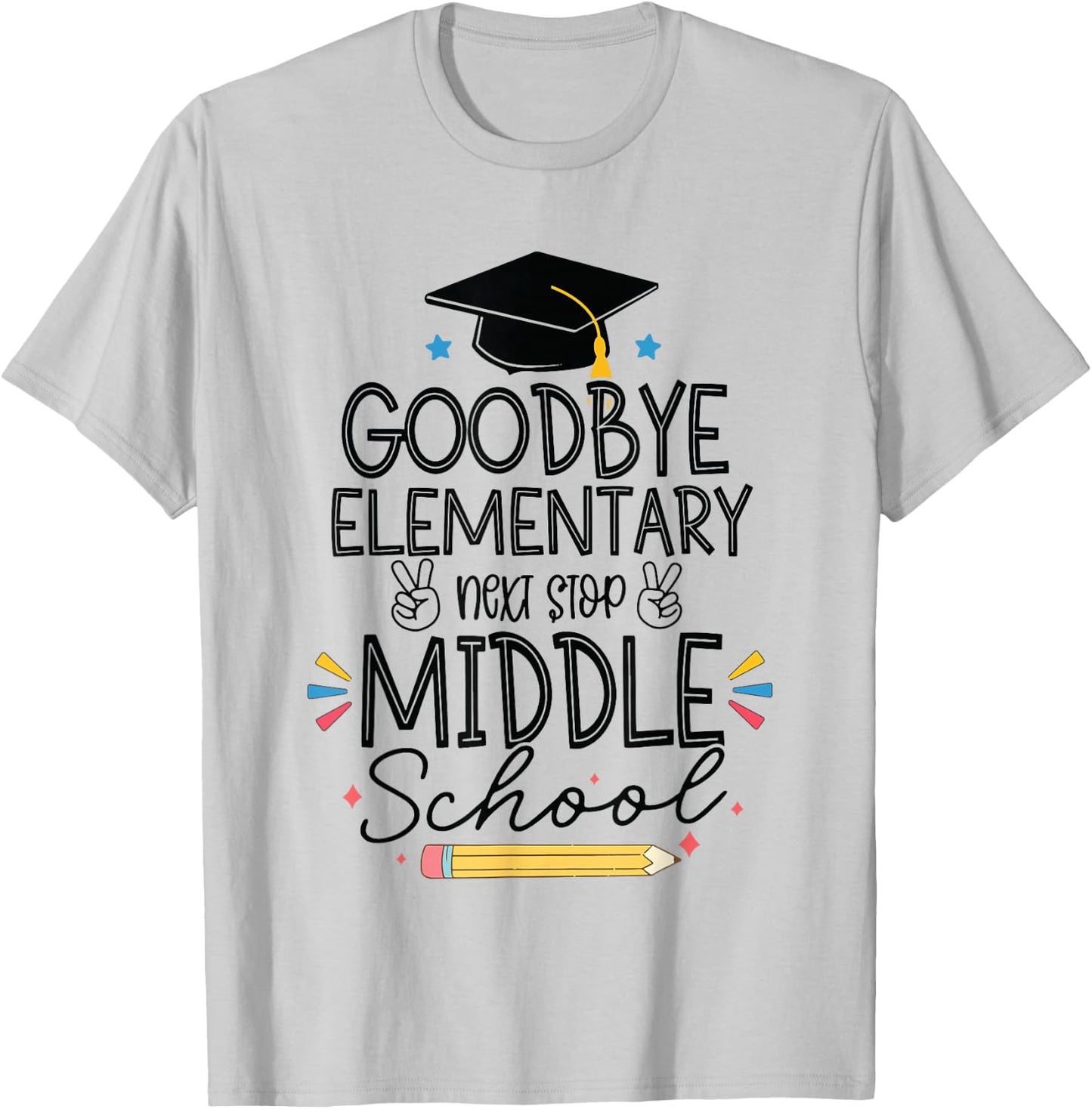 Groovy Goodbye Elementary Next Stop Middle School Graduation T-Shirt - T-Shirt | Ash