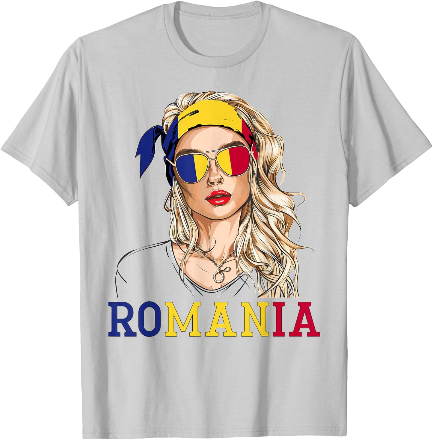 Romanian Flag Outfit for Woman Products Uniform Romania T-Shirt - T-Shirt | Ash