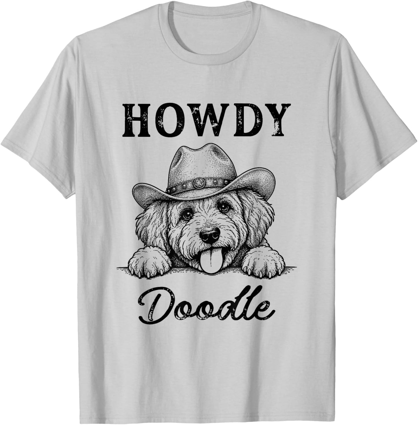 Howdy Goldendoodle Cowboy Dog Lover Western Humor T-Shirt - T-Shirt | Ash