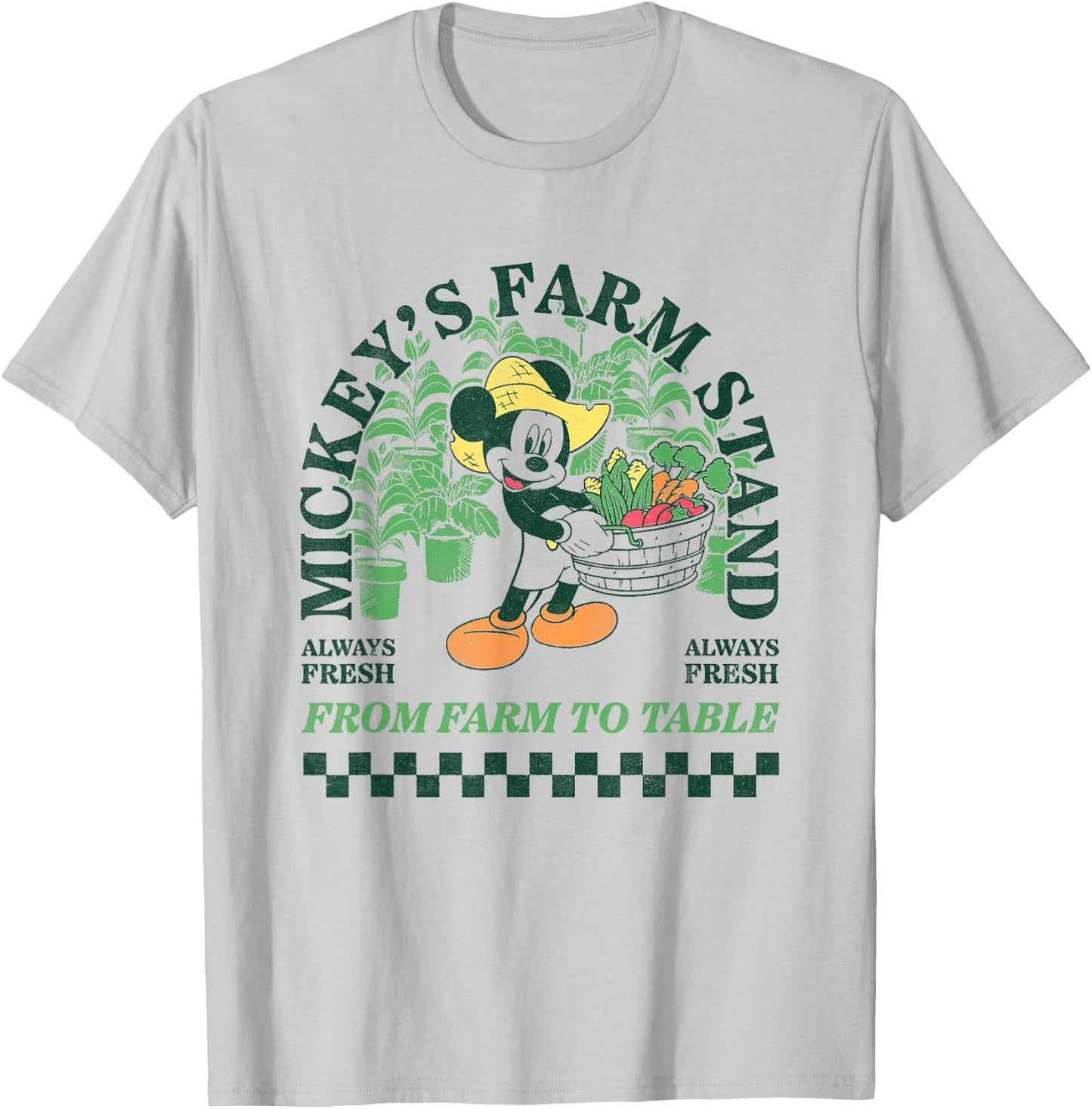 Disney Mickey And Friends Mickey's Farm Stand Retro Big Logo T-Shirt - T-Shirt | Ash