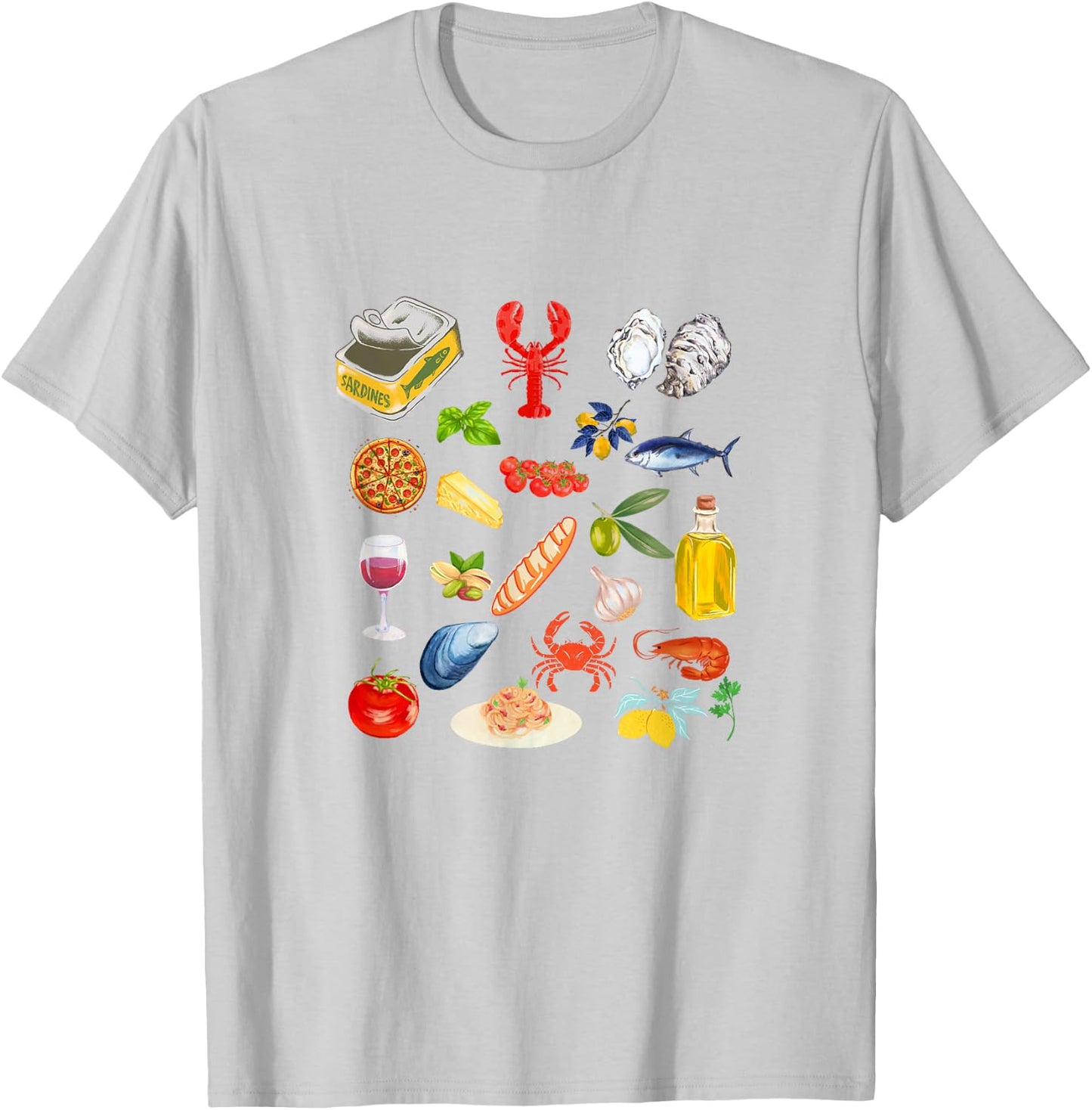 Italian summer Sardines tinned fish tomato girl food lover T-Shirt - T-Shirt | Ash