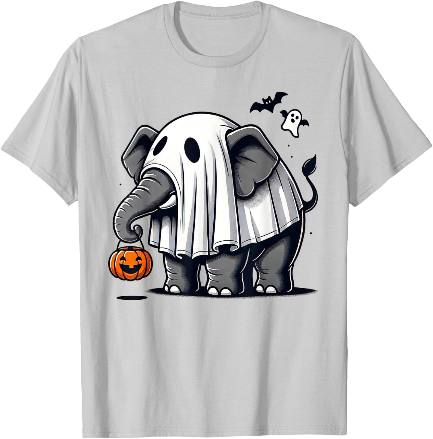Funny Elephant Halloween Costume Ghost Trick Or Treat T-Shirt - T-Shirt | Ash