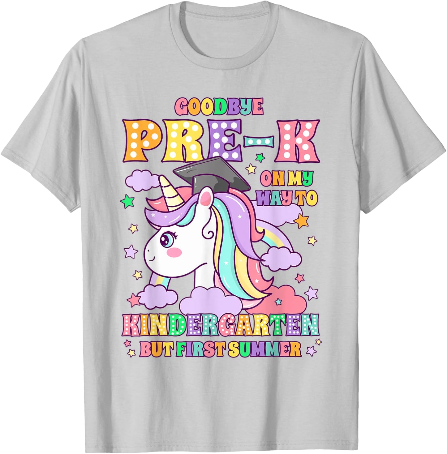 Goodbye Pre-k Graduation To Kindergarten First Summer Kids T-Shirt - T-Shirt | Ash