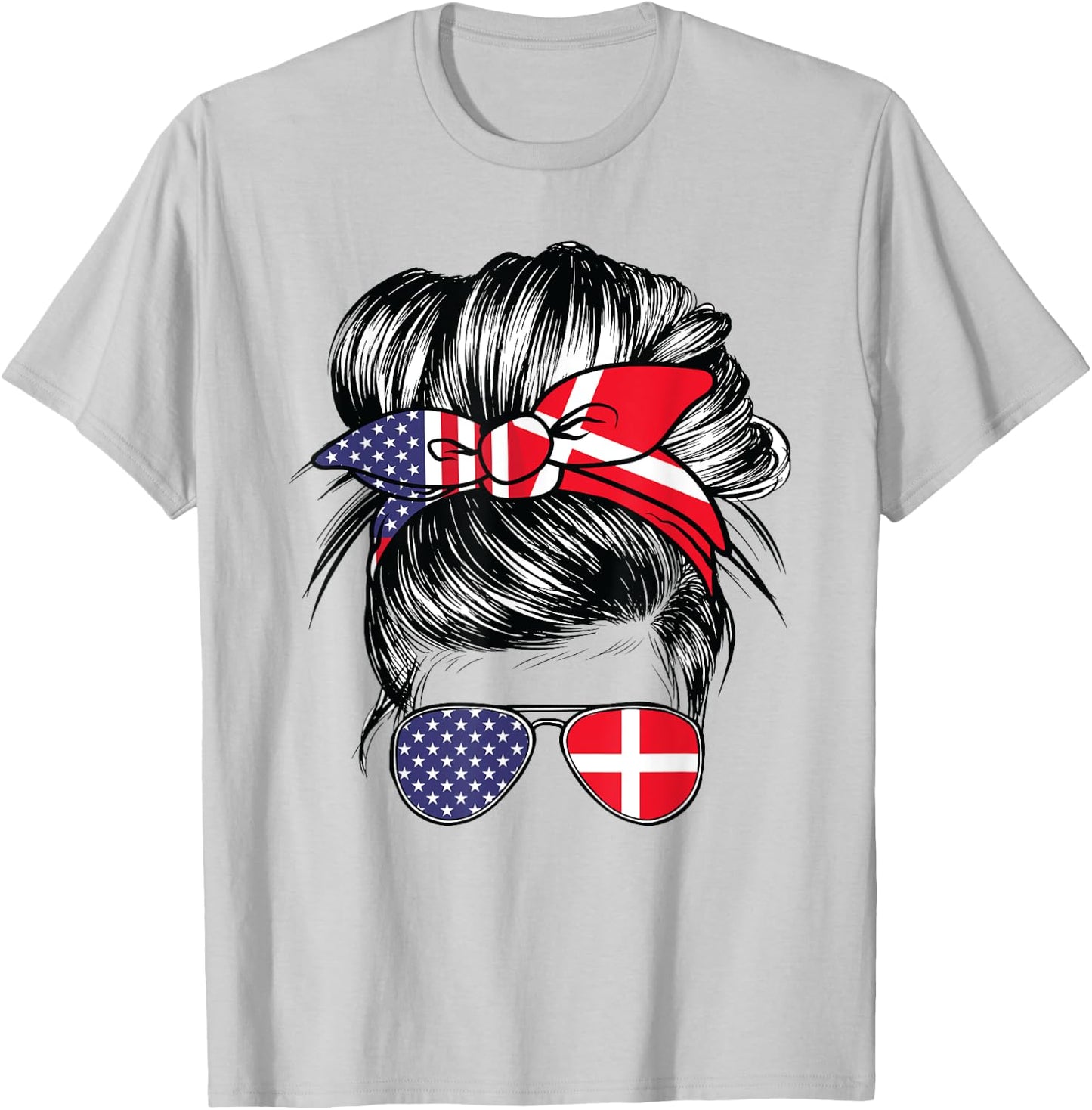 Denmark Flag American Women Girl USA Heritage Danish T-Shirt - T-Shirt | Ash