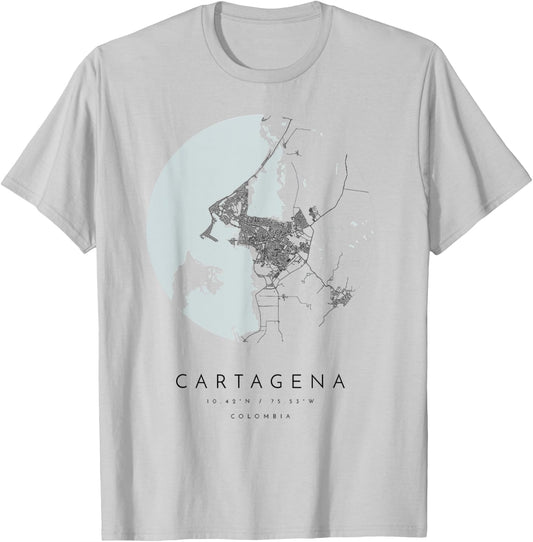 cartagena colombia Coordinates map hometown T-Shirt - T-Shirt | Ash