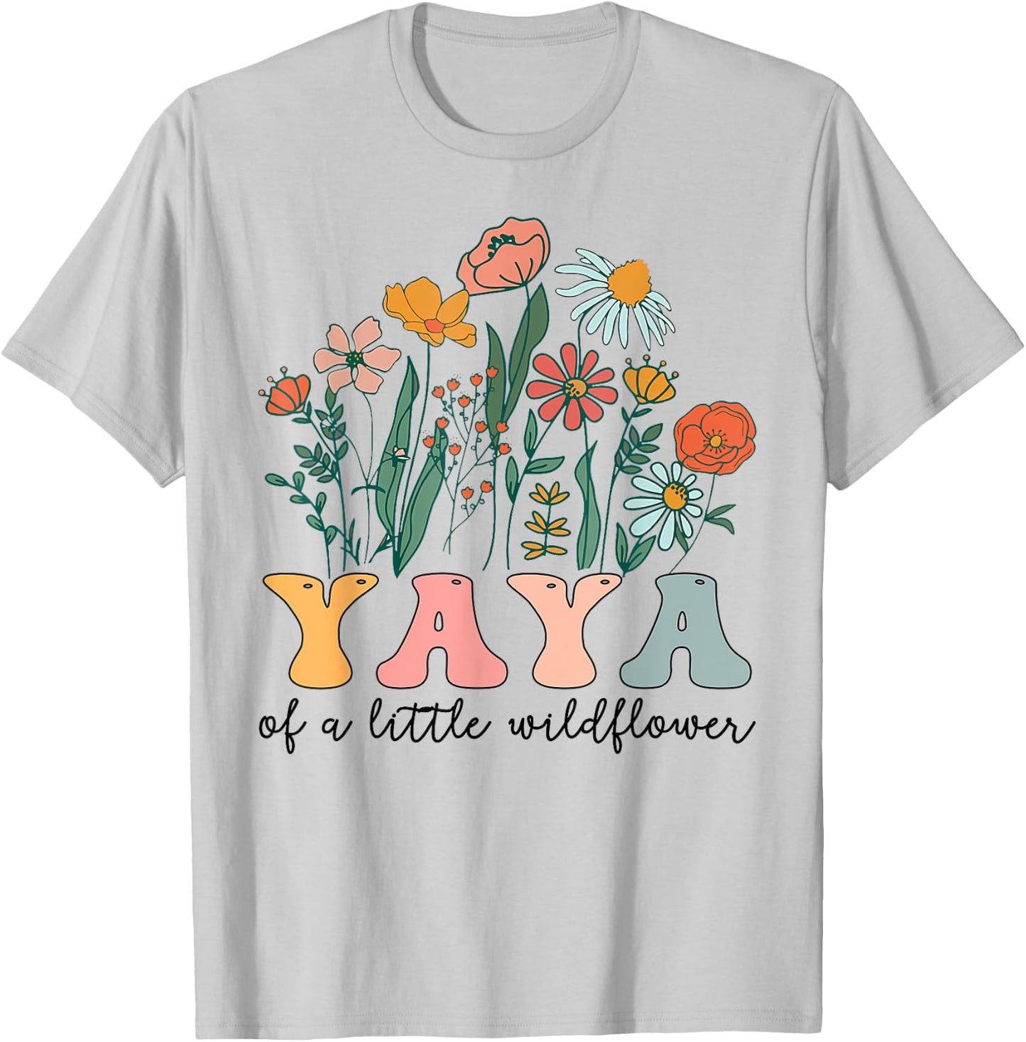 Yaya Of The Little Wildflower Birthday Party Baby Shower T-Shirt - T-Shirt | Ash