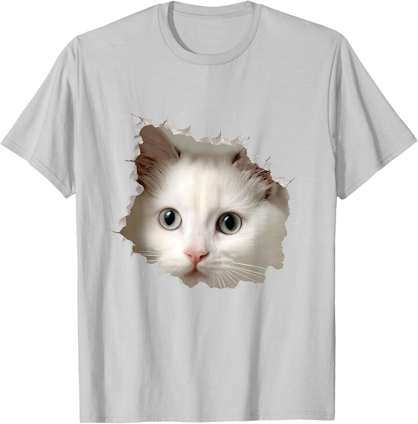 Cat Animal Graphic Drawing Illustration Face Cat Women Kids T-Shirt - T-Shirt | Ash