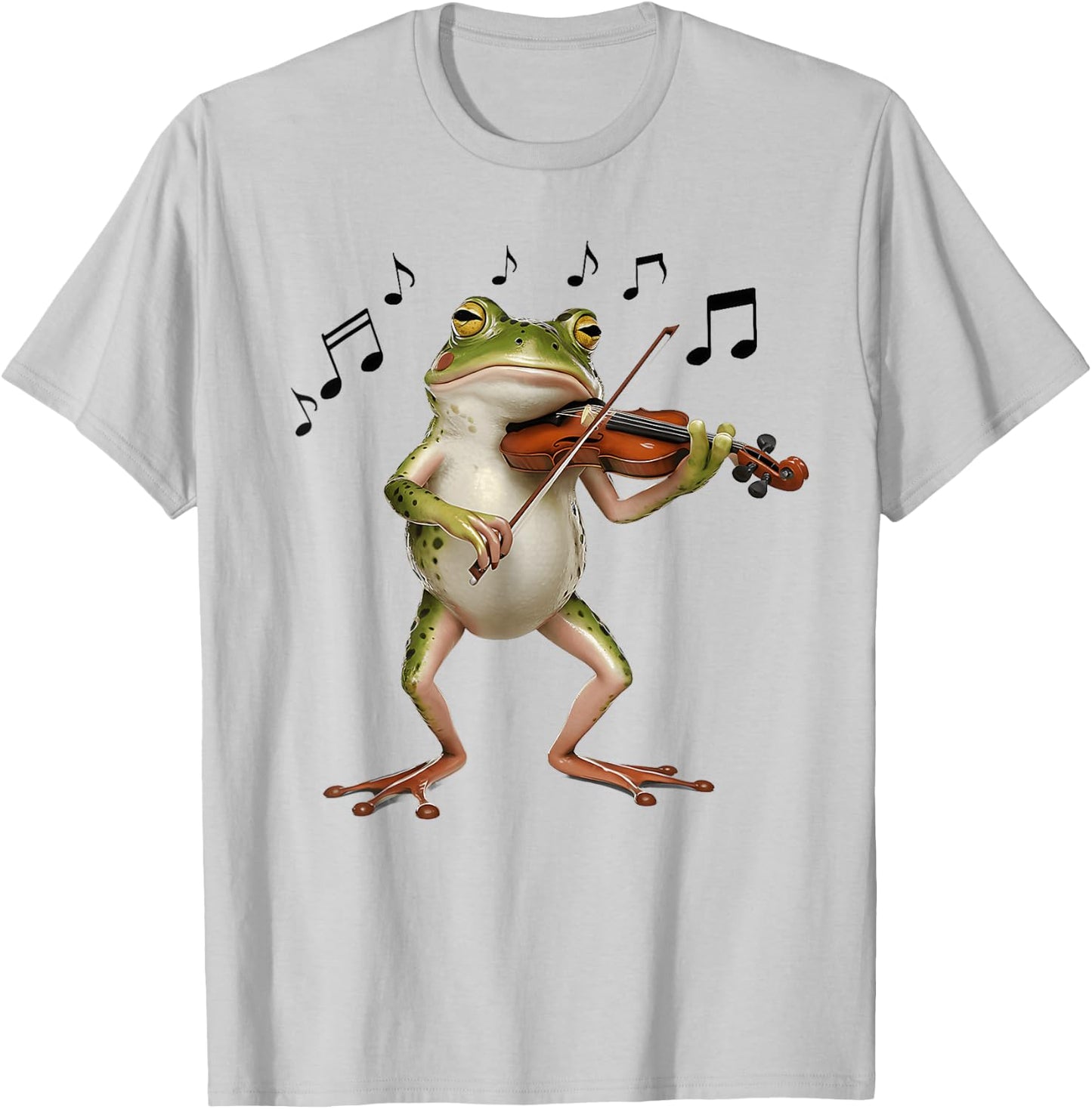Funny Musician Violinist Cute Frog Playing Violin T-Shirt - T-Shirt | Ash