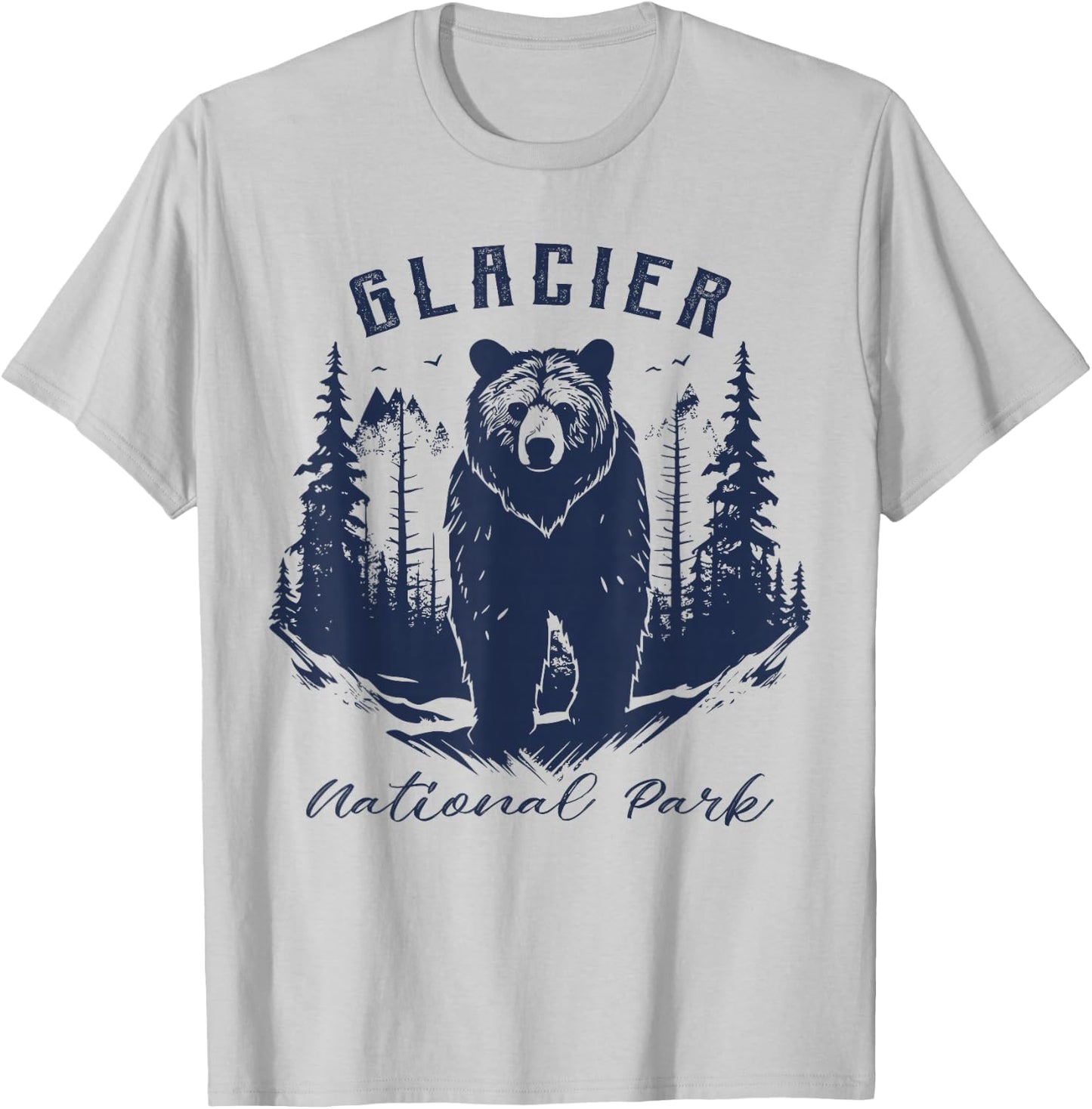 Retro Vintage Glacier National Park for kids Hiking Camping T-Shirt - T-Shirt | Ash