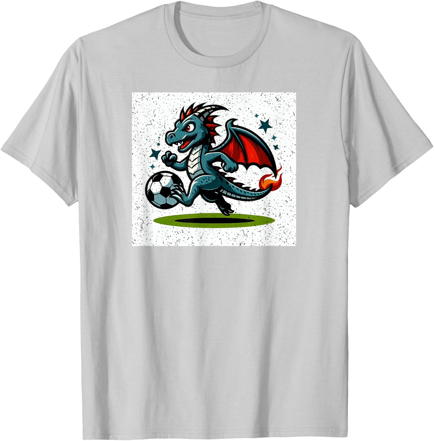 Dragon Playing Soccer T-Shirt - T-Shirt | Ash