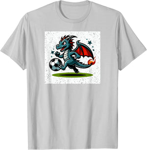 Dragon Playing Soccer T-Shirt - T-Shirt | Ash