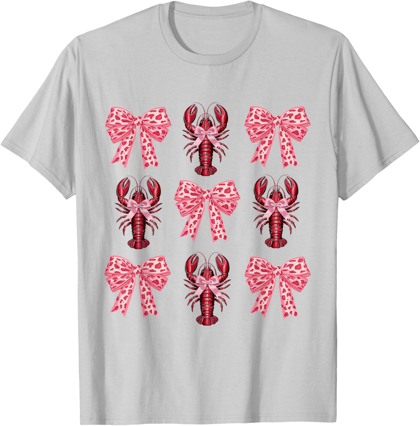 Cute Pink Bow Coquette Crawfish Clean Girl Aesthetic Lobster T-Shirt - T-Shirt | Ash