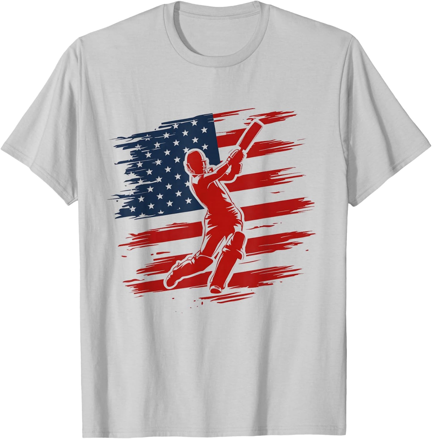 USA Cricket Jersey American Flag Cricket Player Art T-Shirt - T-Shirt | Ash