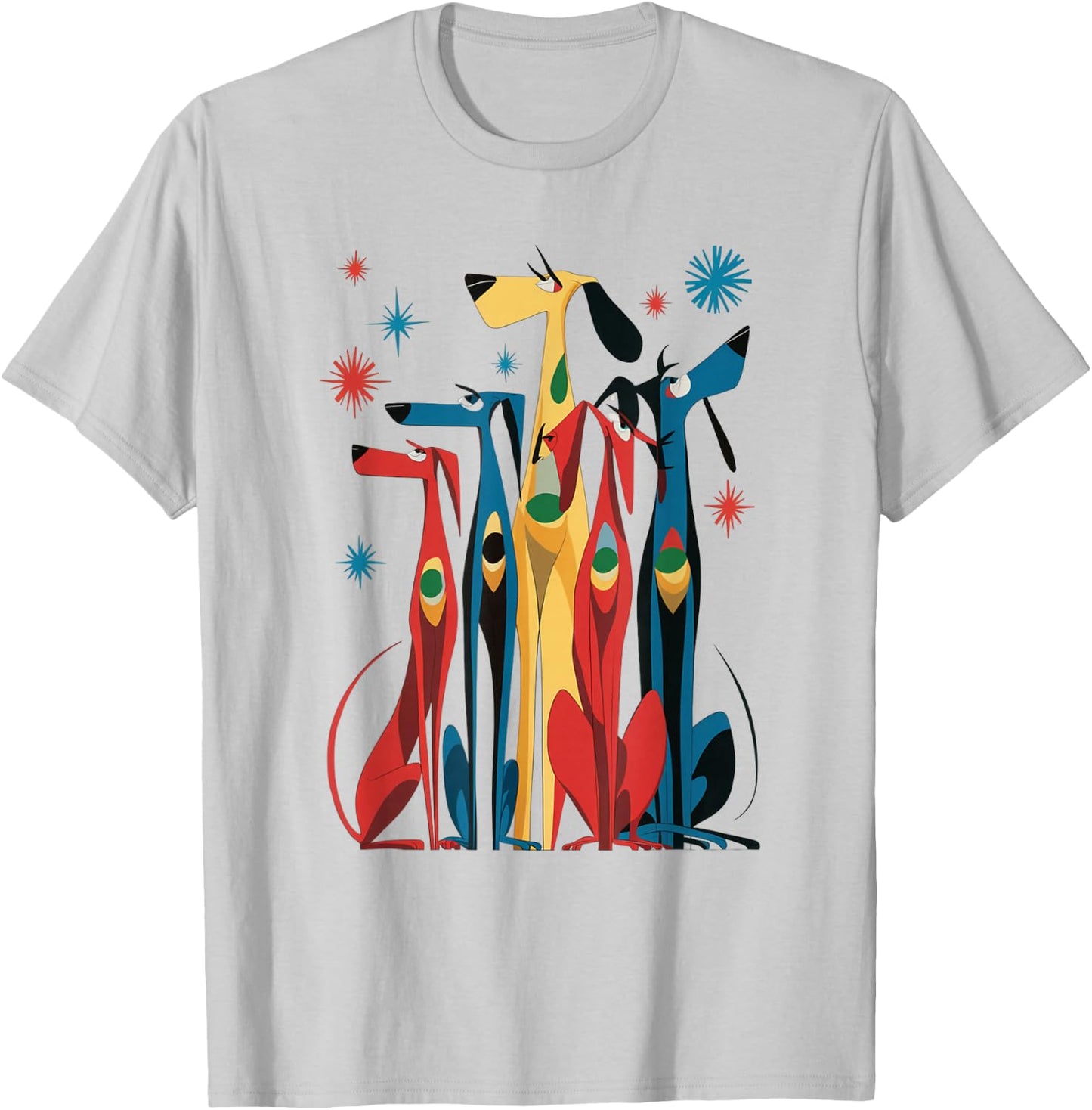 Vintage Retro Mid-Century Long Neck Dogs 50s 60s Style T-Shirt - T-Shirt | Ash