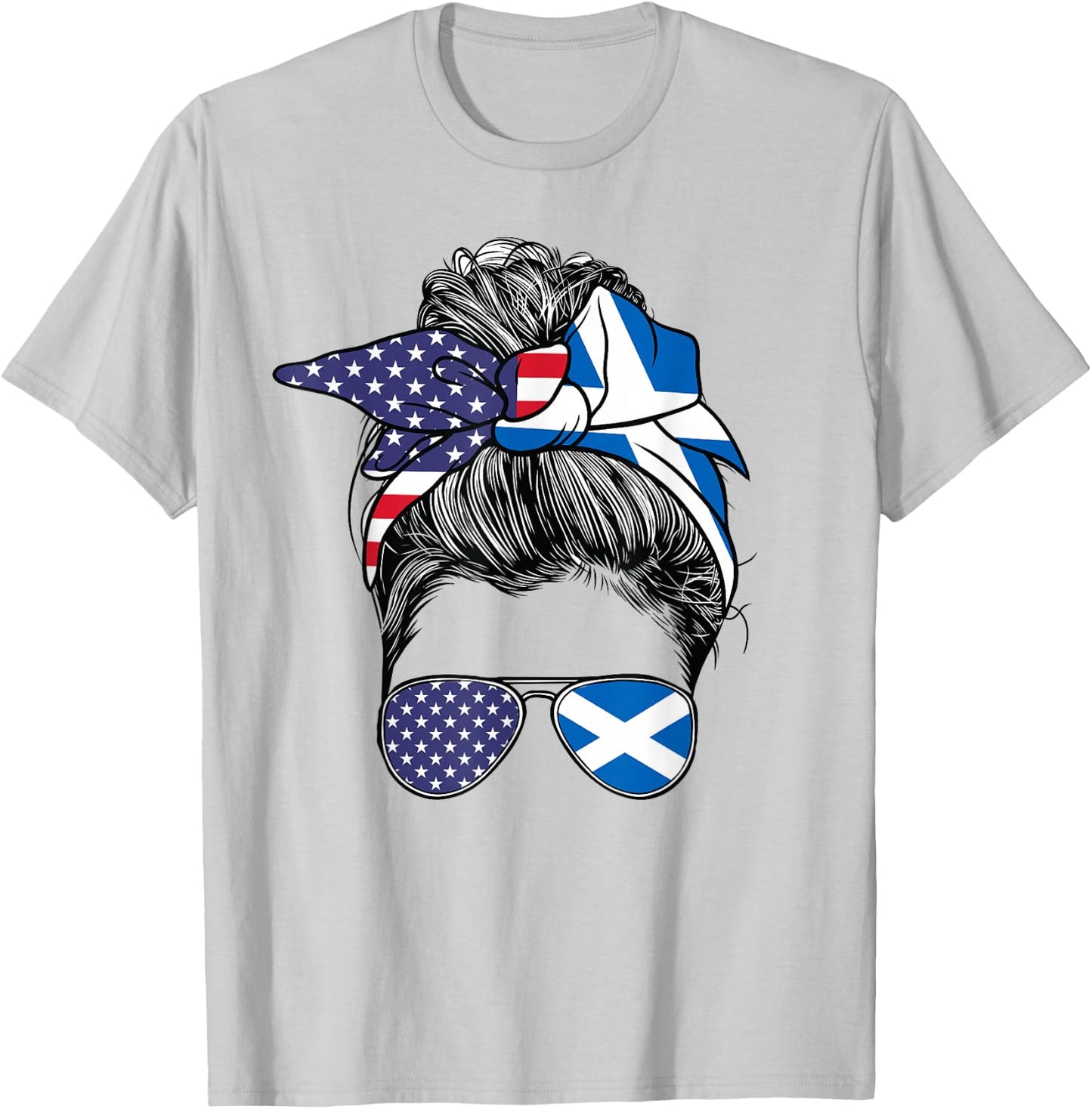 Scottish Women Girl USA Heritage American Scotland Flag T-Shirt - T-Shirt | Ash