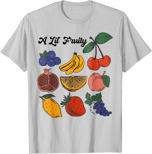 Kinda Fruity Lil Fruity Retro Style Fruits Lesbian Gay LGBTQ T-Shirt - T-Shirt | Ash