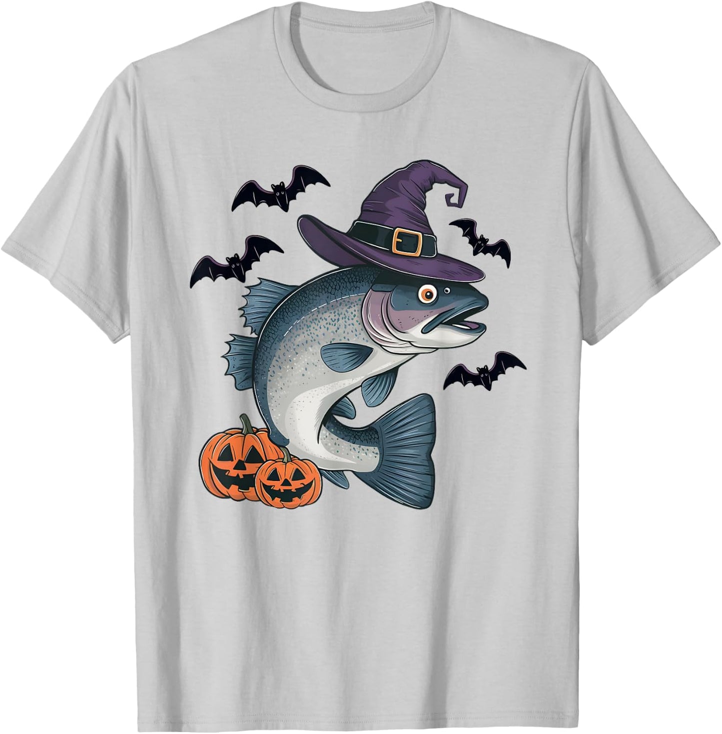 Rainbow Trout Fish Halloween Costume Pumpkin Bat Witch T-Shirt - T-Shirt | Ash