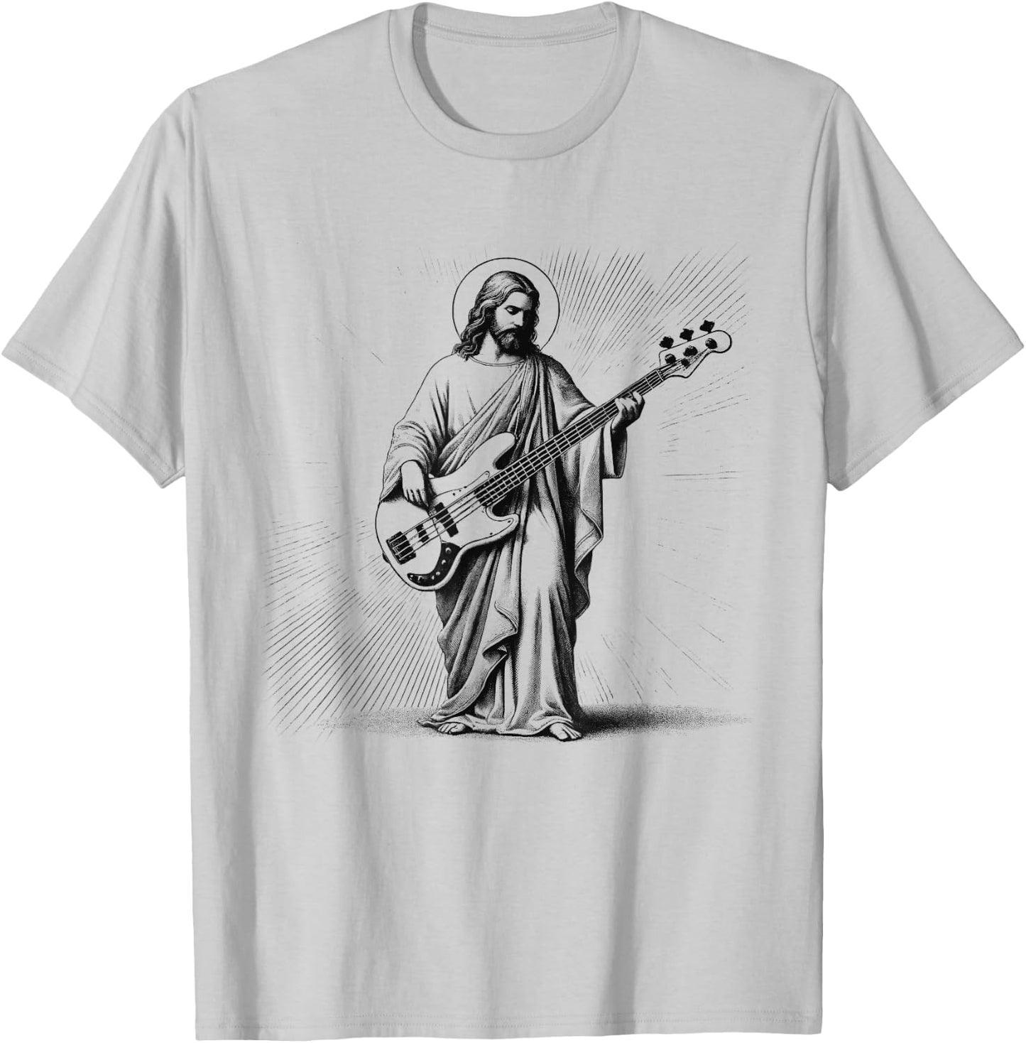 Jesus Playing Bass Guitar Guitarist Christian Vintage Rock T-Shirt - T-Shirt | Ash