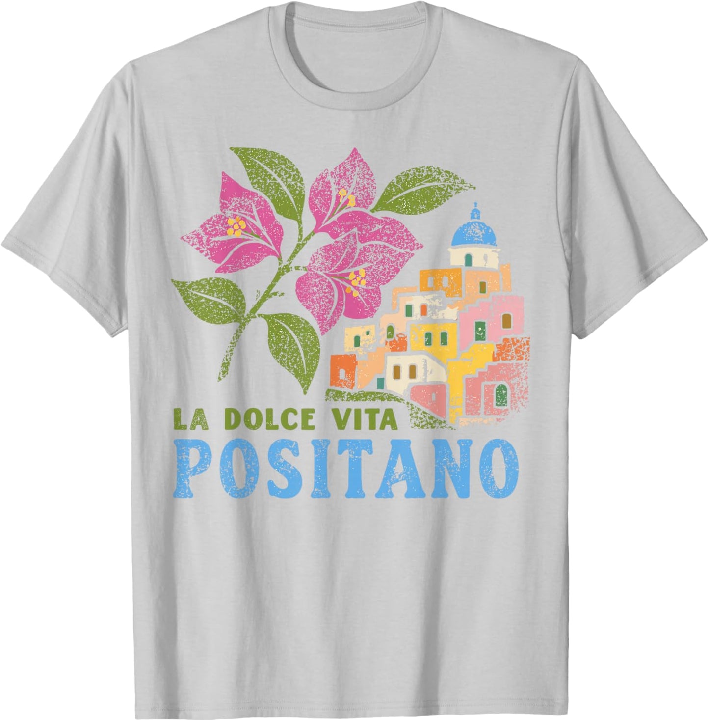 Positano Retro Vintage Italian Coast Travel T-Shirt - T-Shirt | Ash