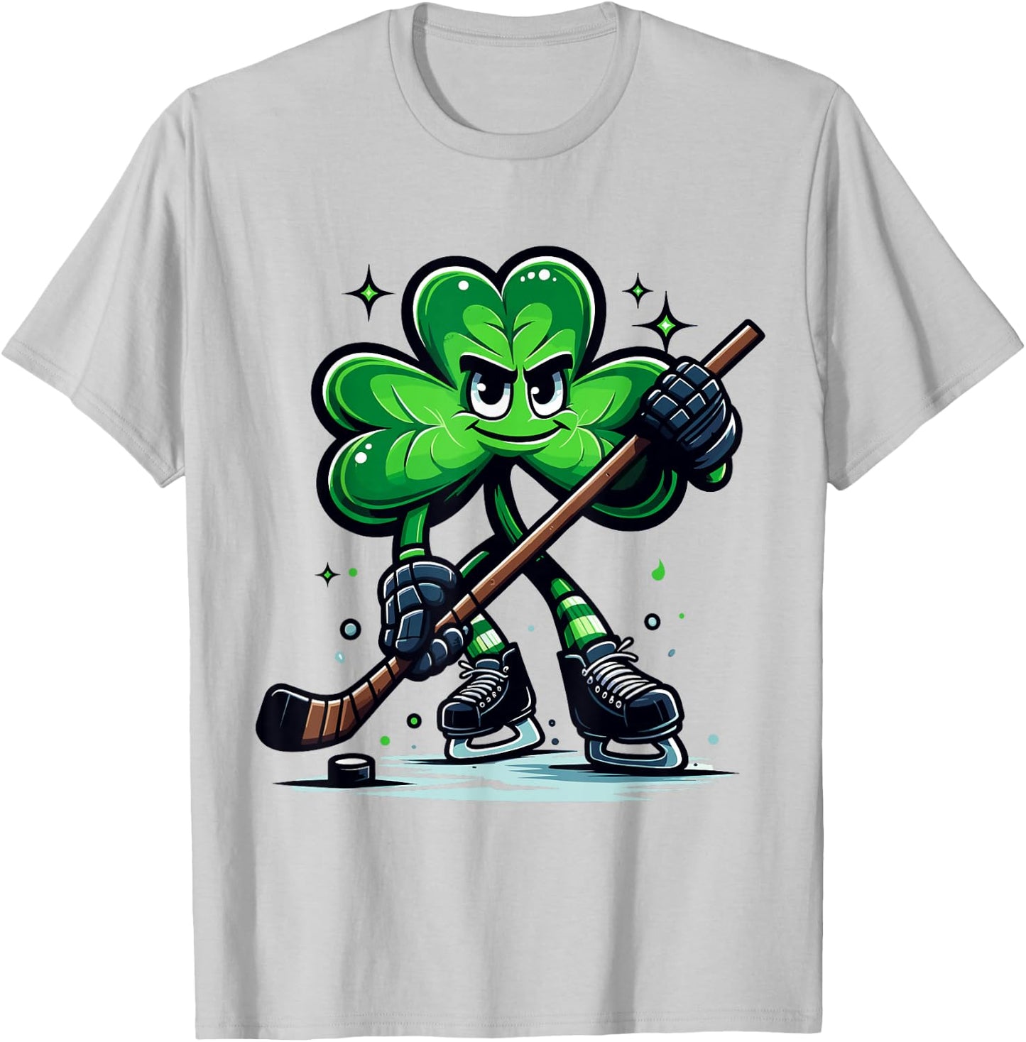 Hockey Lovers Players St Patricks Day Shamrock Men Women Boy T-Shirt - T-Shirt | Ash