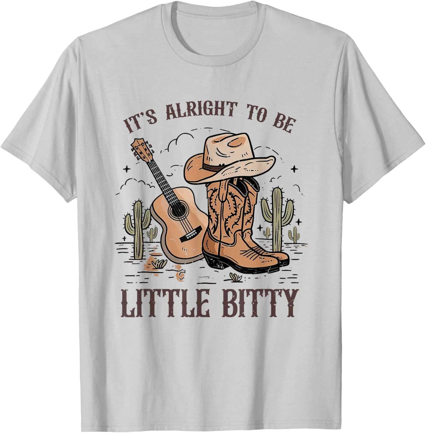 It’s Alright To Be Little Bitty Cowgirl Hat Western Country T-Shirt - T-Shirt | Ash