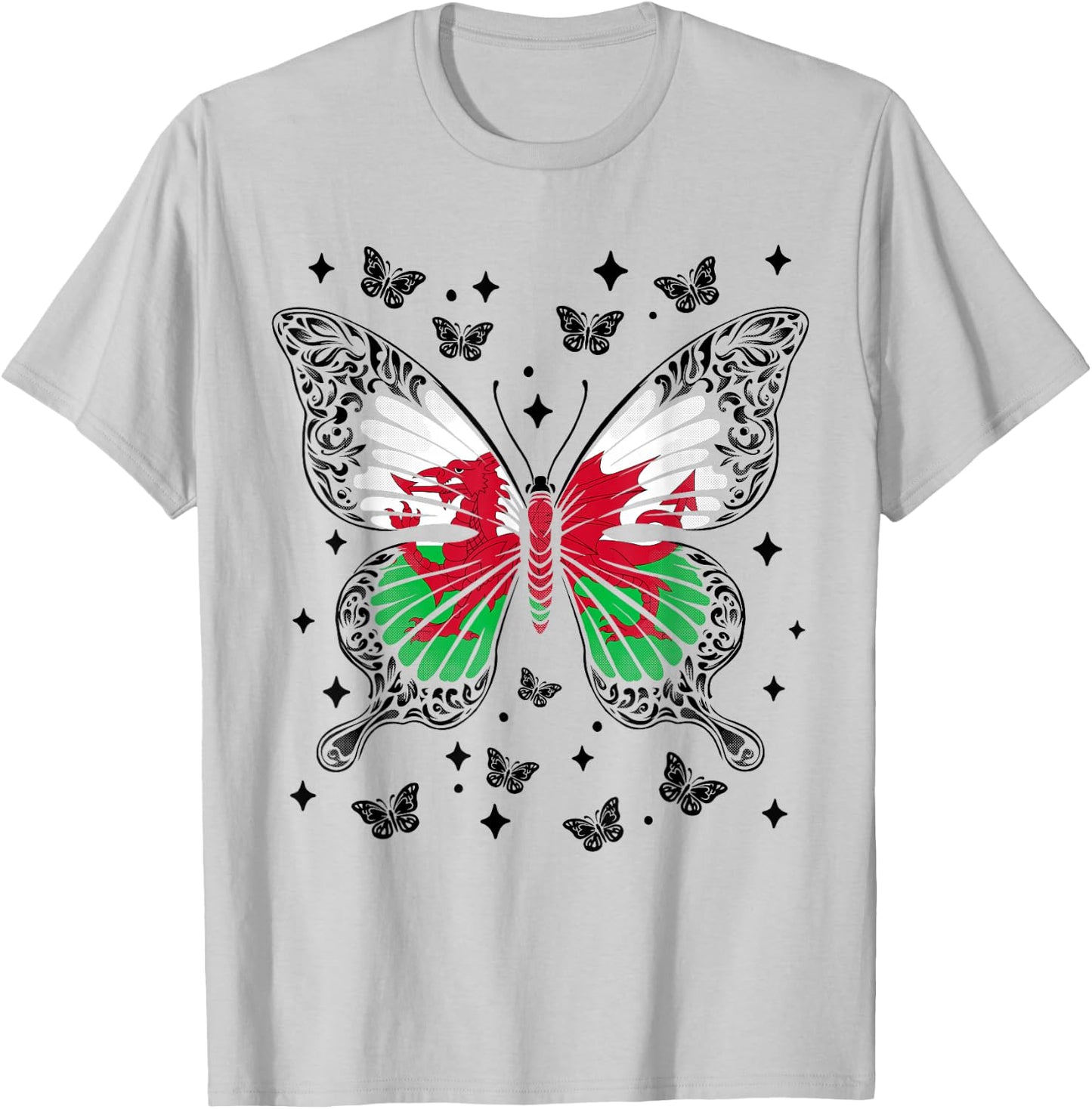 Welsh Butterfly Wales T-Shirt - T-Shirt | Ash