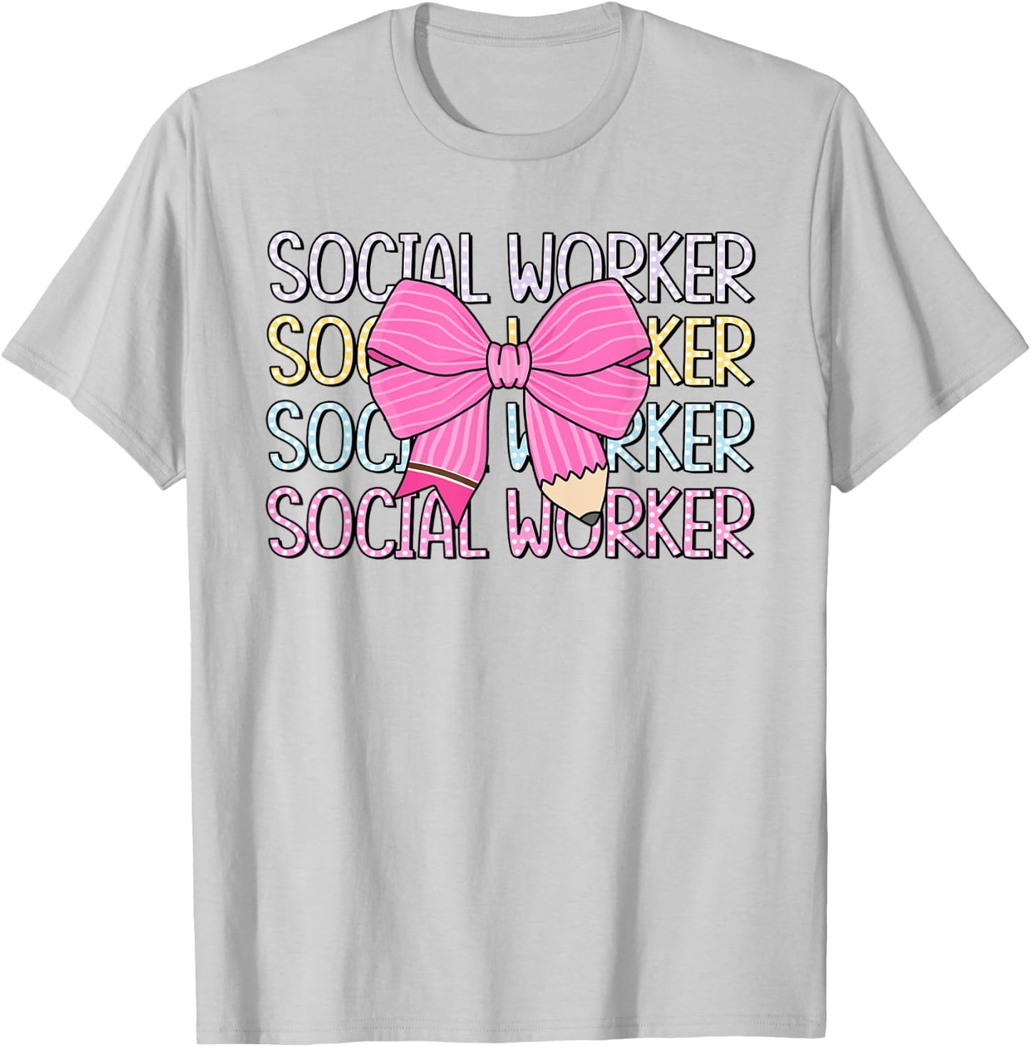 Retro Social Worker Coquette Bow Dalmatian Back To School T-Shirt - T-Shirt | Ash