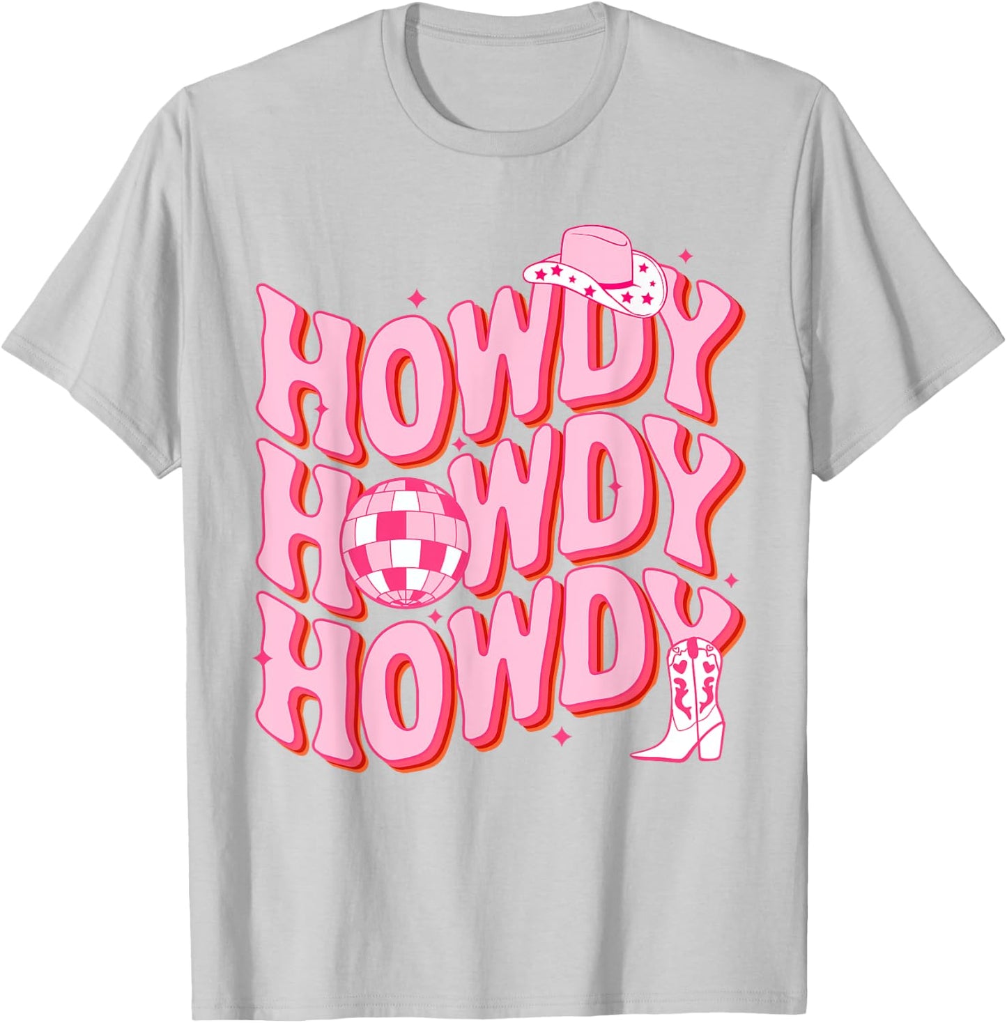 Howdy Southern Western Girl Country Rodeo Pink Cowgirl Disco T-Shirt - T-Shirt | Ash
